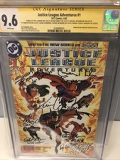 Justice League Adventures #1 (DC) CGC Signed X7 Conroy/Newburn/Rosenbaum/LaMarr+