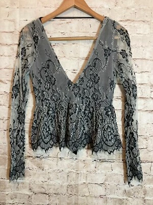 Top Topshop para mujer 4 negro caprichoso todo encaje abierto lazo trasero hada boho Foto 1 de 4