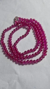 925 Sterling Silver String Necklaces Ruby Corundum Gemstone Round 4.5 mm Beads - Picture 1 of 20