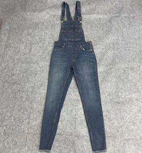 Free People Overalls Womens 27R Blue Denim Skinny Stretch Raw Hem Made in Turkey - Picture 1 of 19