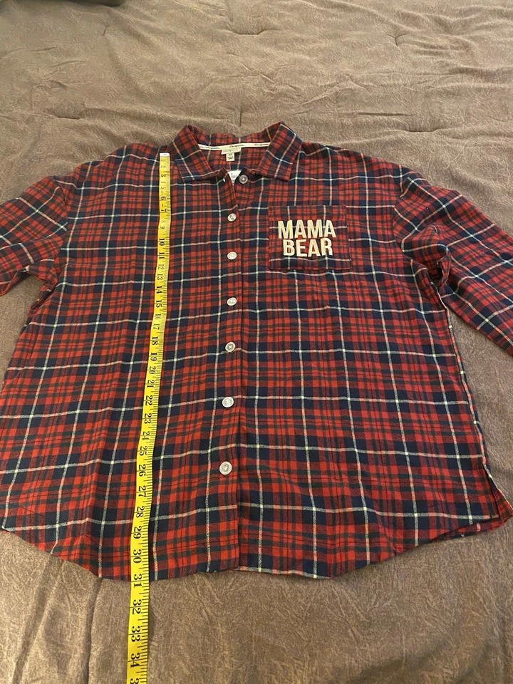 Dearfoam’s Women’s Mama Bear Plaid Pajamas Size XL 100% Cotton New Tags - Image 1 of 4
