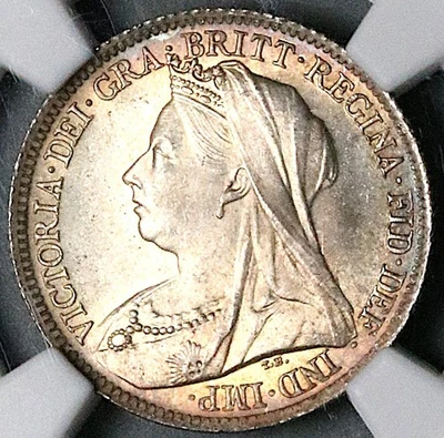 Moeda de prata esterlina 1901 NGC MS 65 Victoria 6 pence Grã-Bretanha 25112205C - Imagem 1 de 4