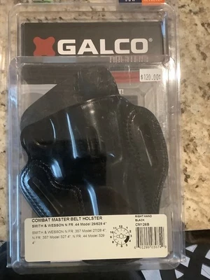 GALCO Combat Master Black Right Hand Belt Holster For S&W N Frame 4in Cm126b - Image 1 of 3