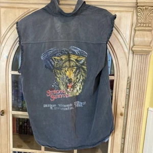 Camisa de diseño de motociclista sin mangas con botones para hombre Bike Week 2002 talla grande fuerte - Imagen 1 de 8