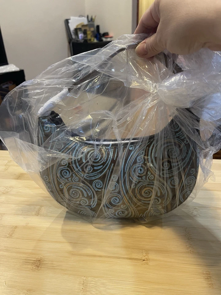 Anuschka NUEVO SIN ETIQUETAS, sin usar magníficos remolinos azules y dorados en cuero marrón envío y devolución gratuitos Foto 1 de 4