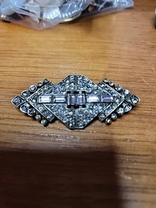 Art Deco Rhinestone Brooch / Pin J Crew 2 1/2" L - Picture 1 of 6