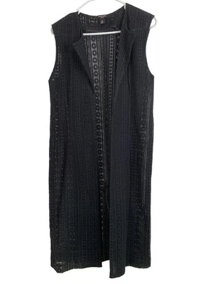 Nine West 牛仔无袖黑色蕾丝掸子背心 M RGG10636 二手状况完好 — 第 1/4 张图片