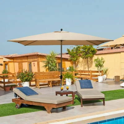 11.32'×5.69' Patio Umbrella, Outdoor Umbrella with Push Button Tilt (Beige) - Image 1 of 4