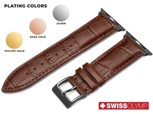 Para APPLE WATCH 4 5 6 7 8 9 10 MARRÓN Correa Cuero Genuino Correa Pulsera Hebilla - Imagen 1 de 8