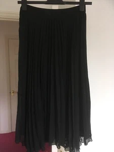 Next Skirt Black Size 12 £85.00 New Midi Pleats Pleated Lined Elasticated - Picture 1 of 12