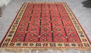 6'8" x 9'5" Vintage Hand Woven Caucasian Qafqaz Persian Wool Area Kilim Rug 7x10 - Picture 1 of 10
