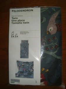 Neu IKEA FILODENDRON Bettbezug und Kissenbezug dunkelblau blumig gemustert TWIN - Bild 1 von 18