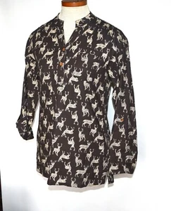 Modcloth Mata Traders Near and Deer Popover Shirt Damen Größe S Braun Baumwolle - Bild 1 von 4