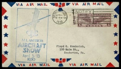SE68J UNITED STATES 1930 Cover from the All American ircraft show plate number - Image 1 of 2