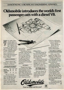 1977 Vintage Print Ad Oldsmobile Can We Build One For You Introduces Diesel V8 - Picture 1 of 2