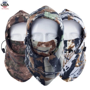 Balaclava Skiing Mask Men Women Camo Fleece Hood for Winter Extreme Cold Weather - Picture 1 of 30