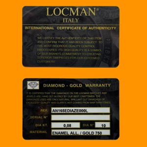 Tarjeta LOCMAN Certificado Internacional de Autenticidad DIAMANTE ORO GARANTÍA - Imagen 1 de 3