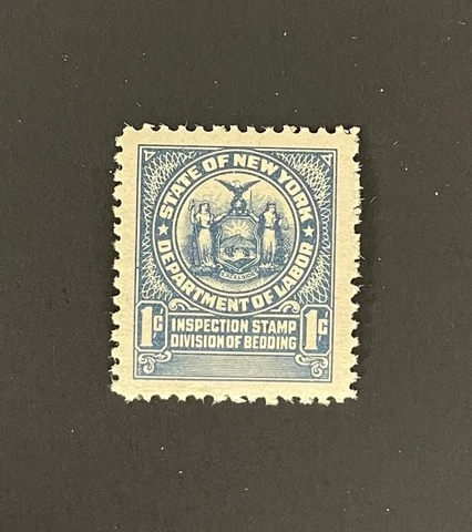 New York State Revenue - 1 cent gray-blue Bedding Tax #BD7a - sound - MNH - NY Cover