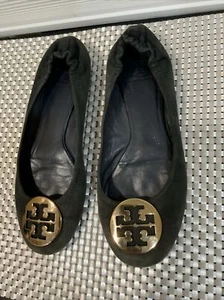 Tory Burch Chelsea Gorra Azul Marino Gamuza Cuero Ballet Zapatos Planos Mujer Talla 9 M - Imagen 1 de 13