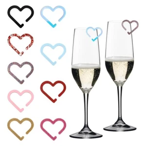 18x Wine Glass Charm Acrylic Heart Shape for Bottle Wine Glass Bar Dining Decor - Picture 1 of 8