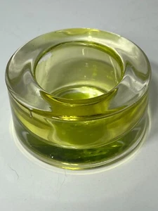 Glass Lime Green Tealight Candle Holder by TAG 1.5" Tall and 2.75" Wide READ - Picture 1 of 6