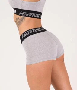 Womens Gray Booty Shorts Activewear Gym Crop Yoga Fitness Running Bottoms - Picture 1 of 3
