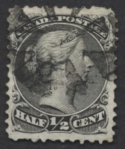 Canada #21 1/2c Large Queen VF Centered Cork Cancel Perf Faults - Picture 1 of 2