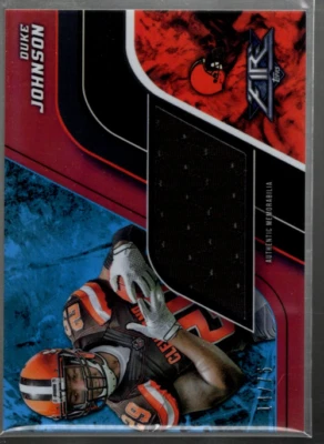 A9991- 2015 Topps Fire Jumbo Relics Blue #FJRDJ Duke Johnson Jersey /75 - NM-MT - Image 1 of 2