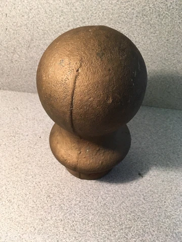 Antique Vintage Round Cast Iron Ball Post Hitching Post Gold Color Cover