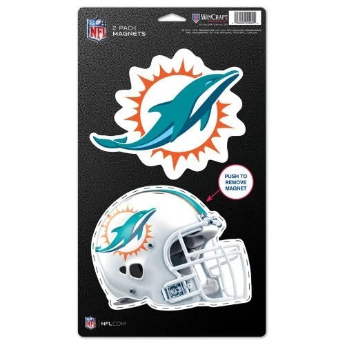 MIAMI DOLPHINS 2 PACK OF VINYL DIE-CUT MAGNETS HIGH QUALITY HEAVY DUTY - Image 1 of 1