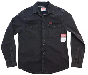 Wrangler Men's Slim Fit Long Sleeve Denim Shirt Sizes S-3XL Black Color New - Picture 1 of 17