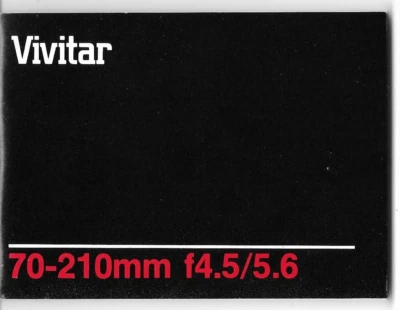 VIVITAR 70-210mm f/4.5-5.6 Zoom Lens Instruction Manual - MINT - Image 1 of 2