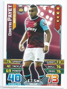 2015 / 2016 EPL Match Attax Base Card (357) Dimitri PAYET West Ham United - Picture 1 of 1