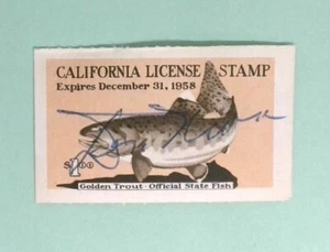1958 California Golden Trout Official State Fish Fishing License Permit Stamp - Picture 1 of 1