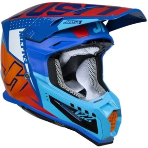 HELMET CASCO CROSS ENDURO FIBRA JUST1 J22 F 22.06 ORANGE BLU ARANCIONE TG M - Picture 1 of 6