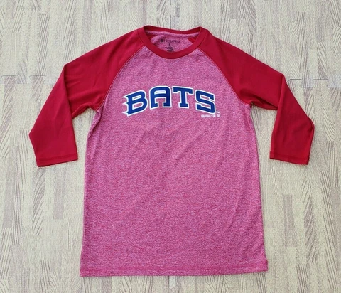 Louisville Bats Raglan 3/4th Sleeve Athletic Shirt Boys Medium Cincinnati Reds Cover