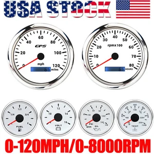 6 Gauge Set 110mm Boat GPS Speedometer 120MPH Tachometer 8000RPM Waterproof US - Picture 1 of 16