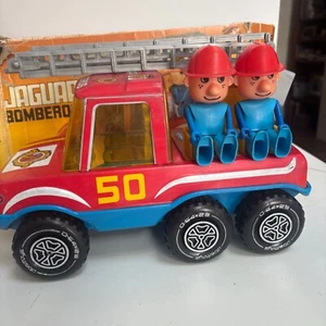 Vintage Obertoys Blech Friktion Spielzeug Jaguar Feuerwehr Fahrzeug Spanien 80er Jahre RAR - Bild 1 von 22