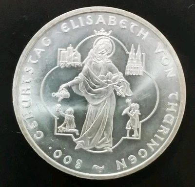 10 Euro Münze 925 Sterling Silber von 2007 A, 800. Geb. Elisabeth von Thüringen  - Bild 1 von 2