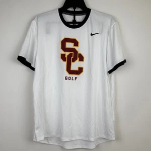 Nike White Dri-Fit USC Trojans Golf Short Sleeve Crew Neck T-shirt Large NWT - Picture 1 of 10