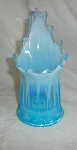 Vintage Fostoria Blue Heirloom Opalescent 7 1/2" Swung Glass Candleholder - Picture 1 of 6