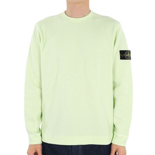 Stone Island Felpa Uomo in Maglia con Toppa Verde Chiaro 54740991