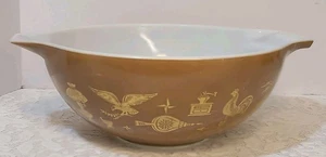 Vintage Pyrex 444 Early American Cinderella Mixing Bowl 4 QT brown/gold - Picture 1 of 17