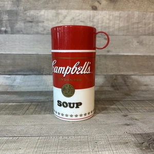 Vintage Campbells Soup Thermos Can-tainer w/ Mug Lid 1998 90s Red Made In USA - Picture 1 of 13