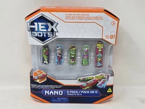 HEX BOTS Nano 5-Pack (4 Mini Bots & 1 Light-up, Supercharged Nano Flash Bot) NEW - Picture 1 of 7