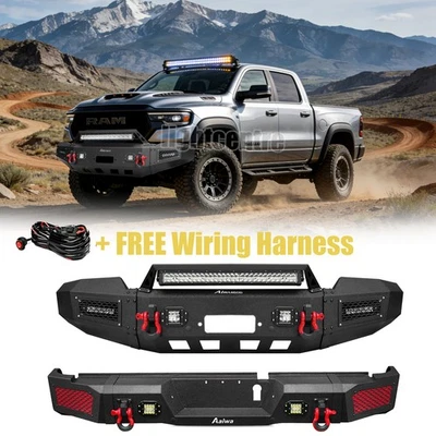 Nuevo parachoques trasero delantero con placa de cabrestante y luces LED para Dodge Ram 2500/3500 2019-2023 Foto 1 de 4