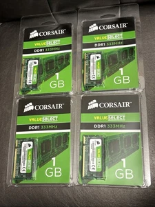 4 PK 1 GB Corsair Value Select memoria laptop RAM DDR1 333 MHz VS1GSDS333G nuovo I1 - Foto 1 di 1