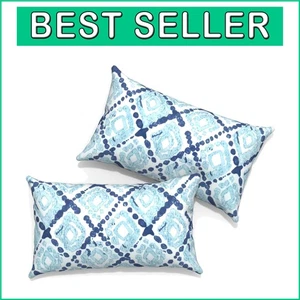 Durable Geometric Outdoor Lumbar Pillows 12x20 - Soft, Stylish & Fade Resistant - Picture 1 of 8