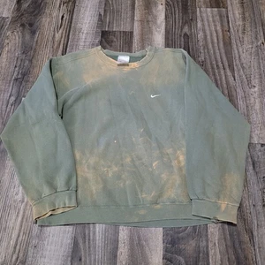 VINTAGE Nike Sweatshirt Large Green Swoosh Crewneck Long Sleeve Pullover Mens M - Picture 1 of 16