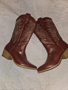 Dark Red Western Boots Womens Size 8 - Picture 1 of 7